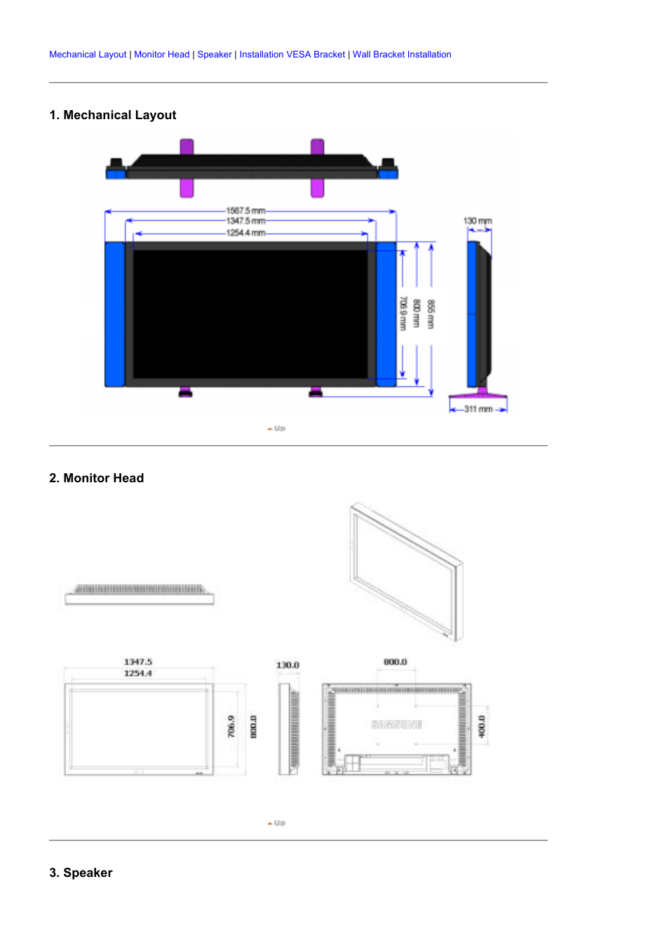 Mechanical layout | Samsung LS57BPHNB-XAA User Manual | Page 19 / 78