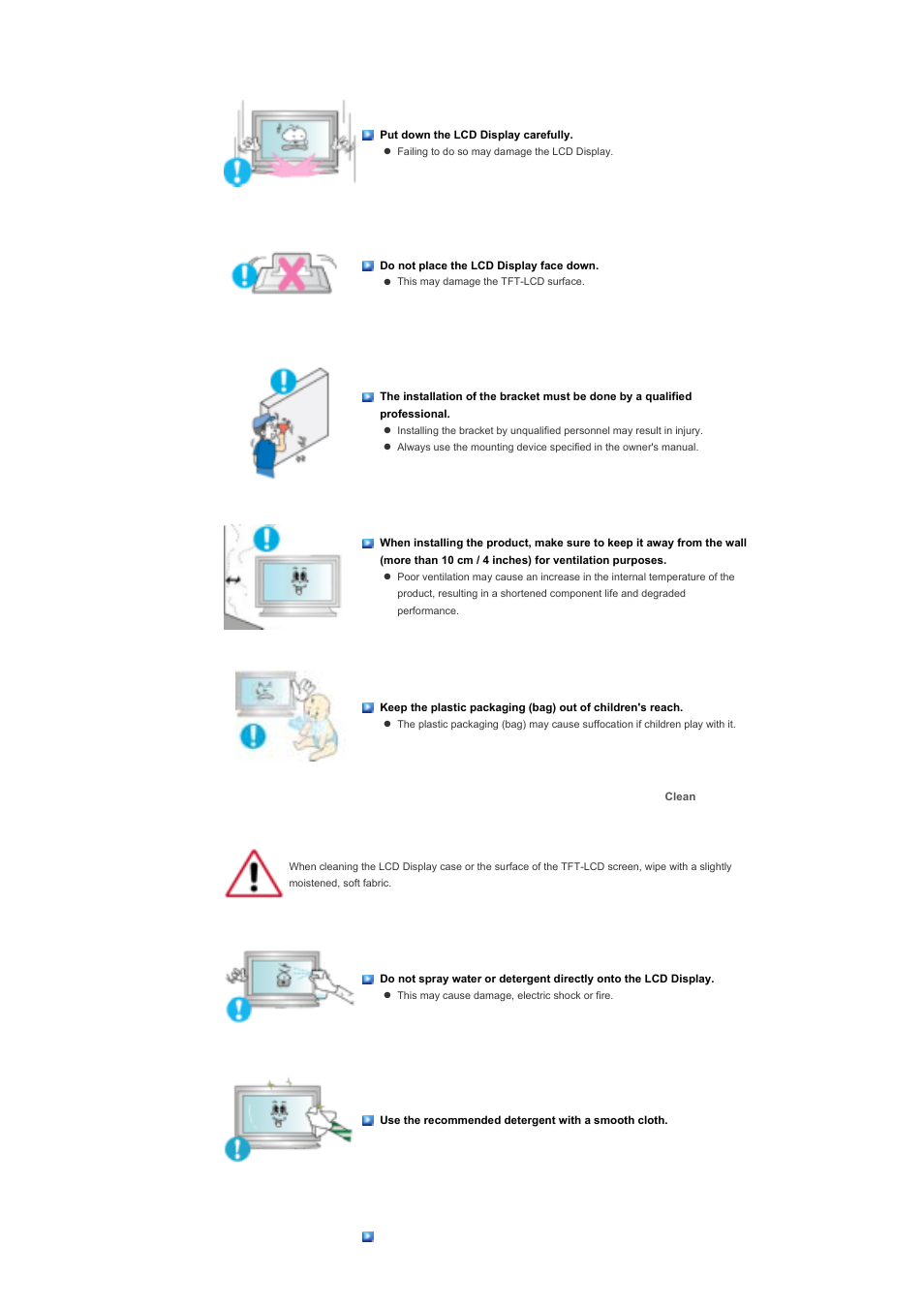 Clean | Samsung LS57BPHNB-XAA User Manual | Page 5 / 78