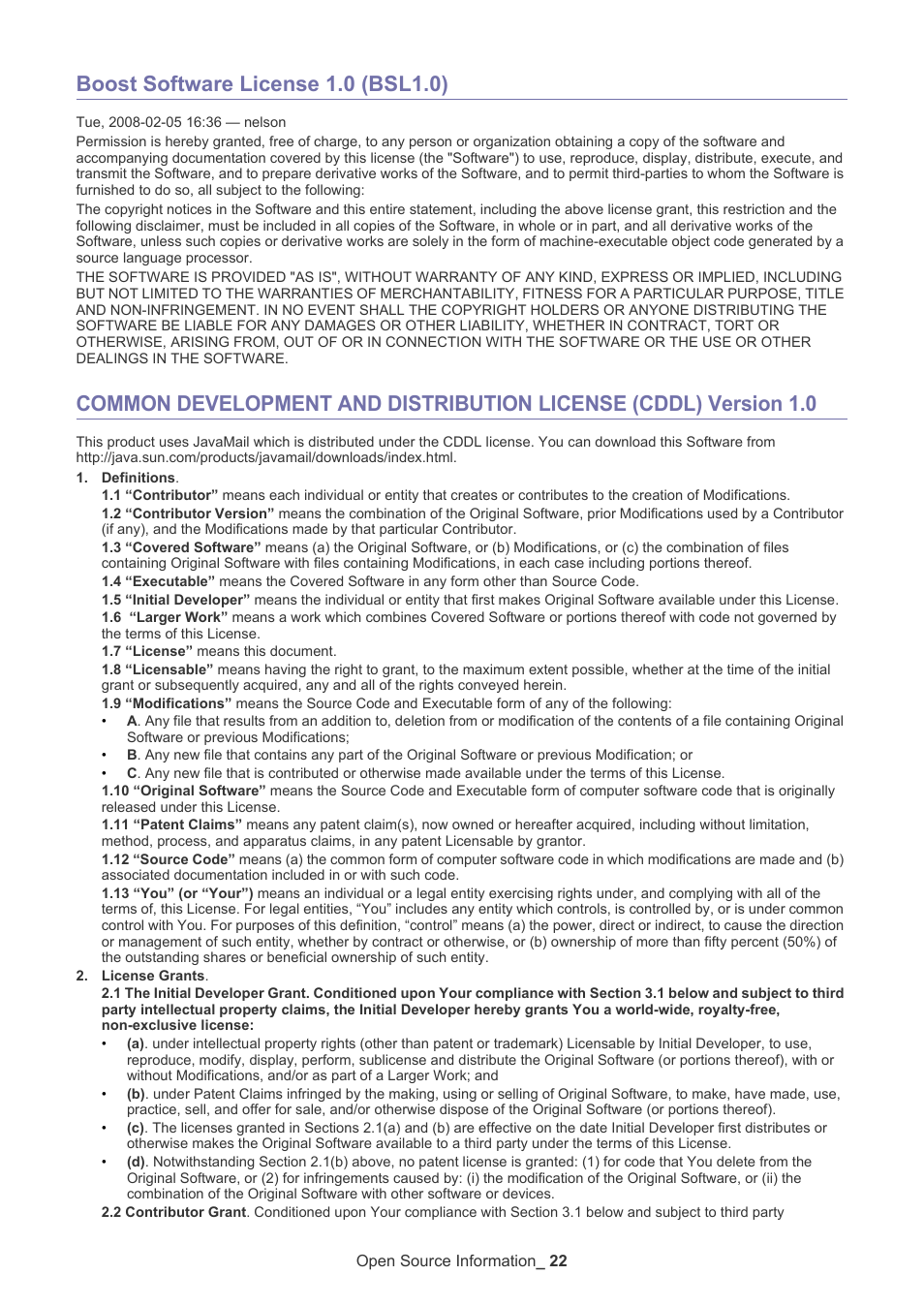 Boost software license 1.0 (bsl1.0) | Samsung ML-3471ND-XAA User Manual | Page 22 / 37