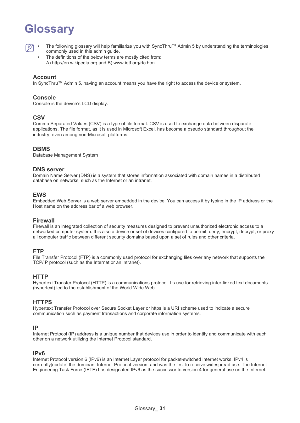 Glossary, Glossary/31 | Samsung ML-3471ND-XAA User Manual | Page 31 / 37