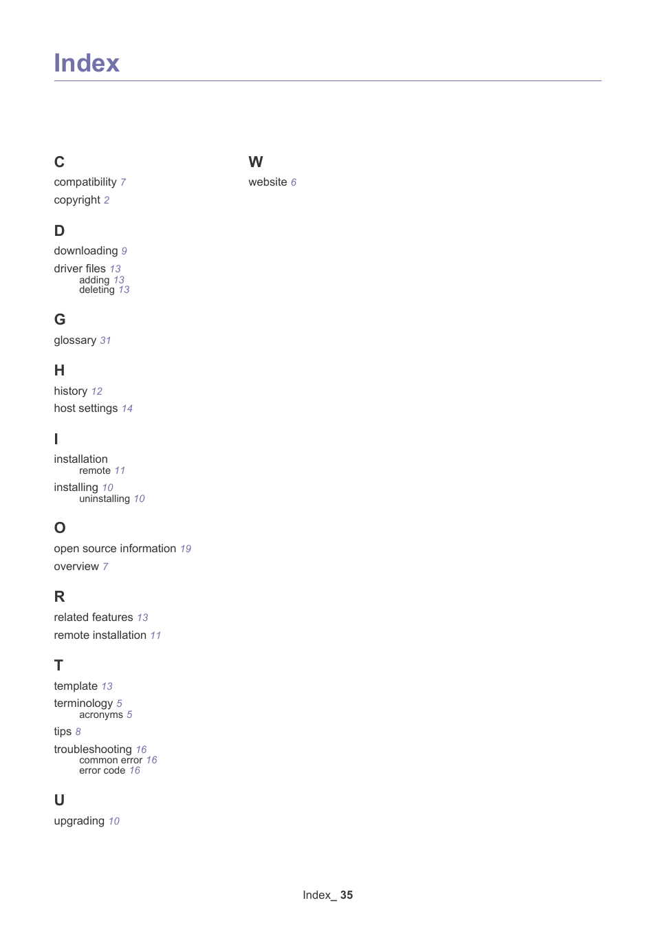 Index, Index/35 | Samsung ML-3471ND-XAA User Manual | Page 35 / 37