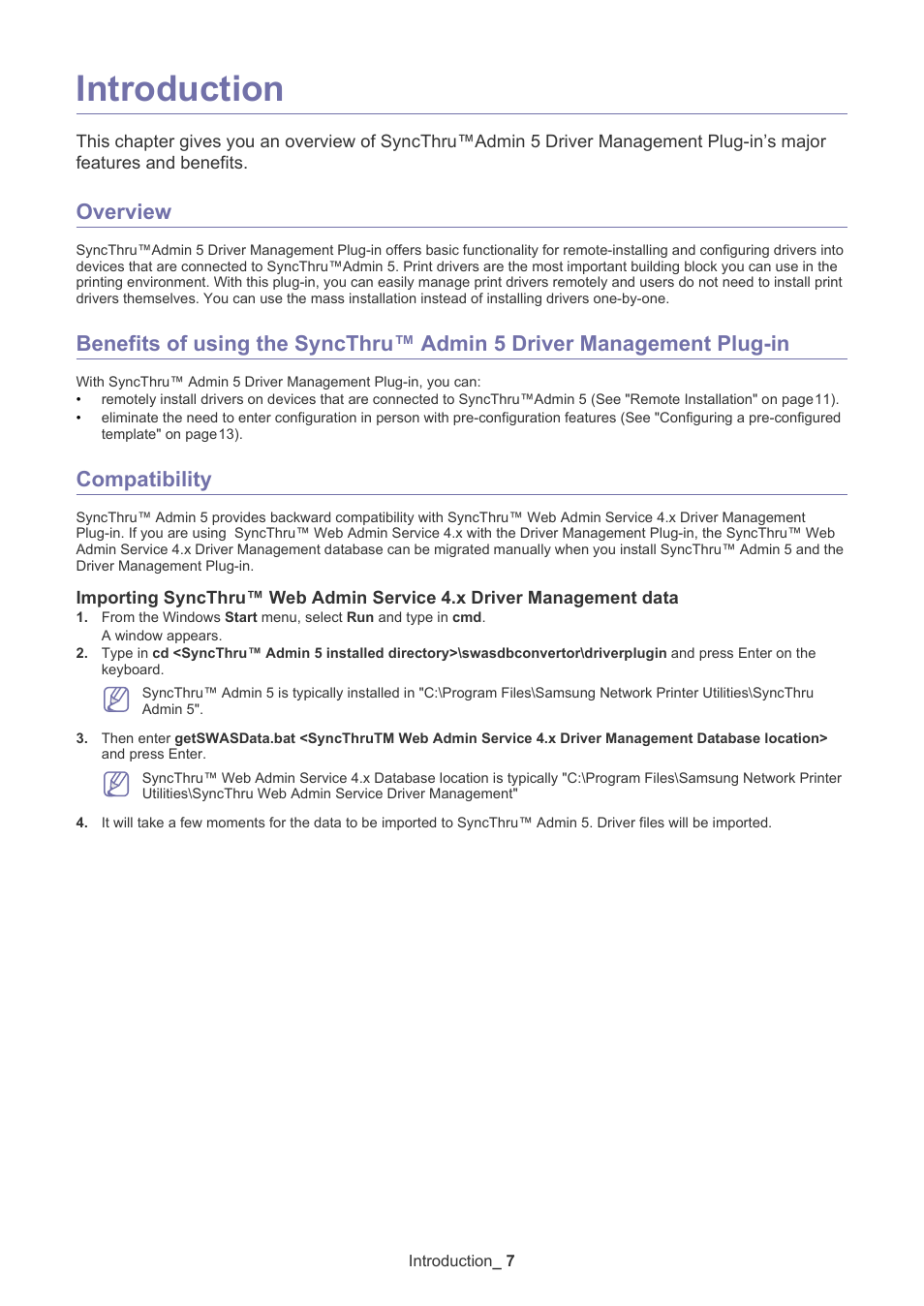 Introduction, Overview, Compatibility | Samsung ML-3471ND-XAA User Manual | Page 7 / 37