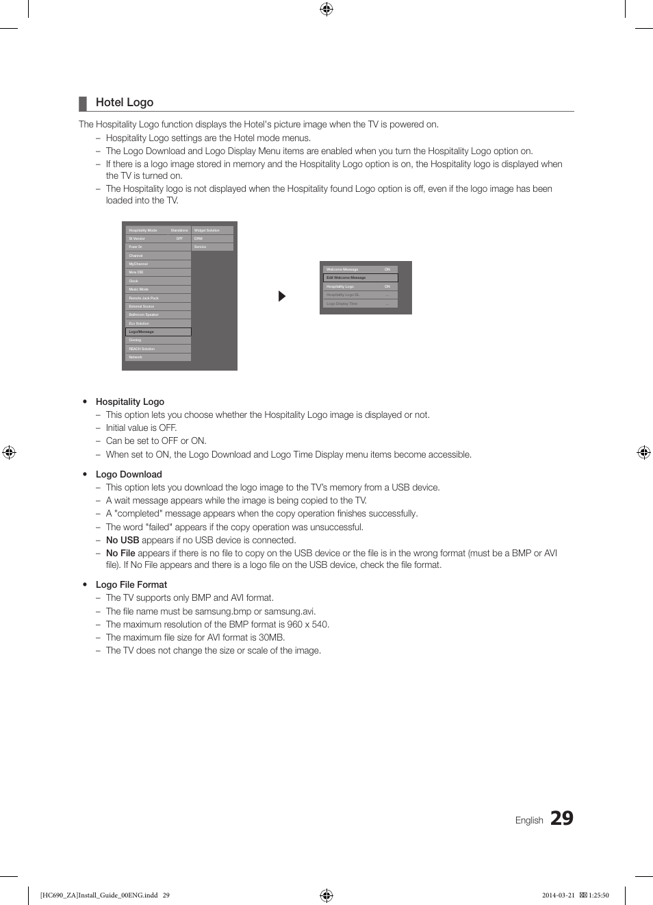 Hotel logo | Samsung HG40NC690DFXZA User Manual | Page 29 / 53