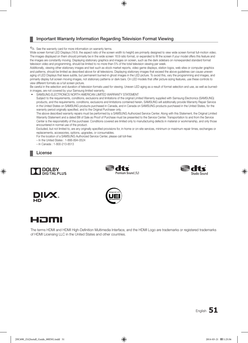 Samsung HG40NC690DFXZA User Manual | Page 51 / 53