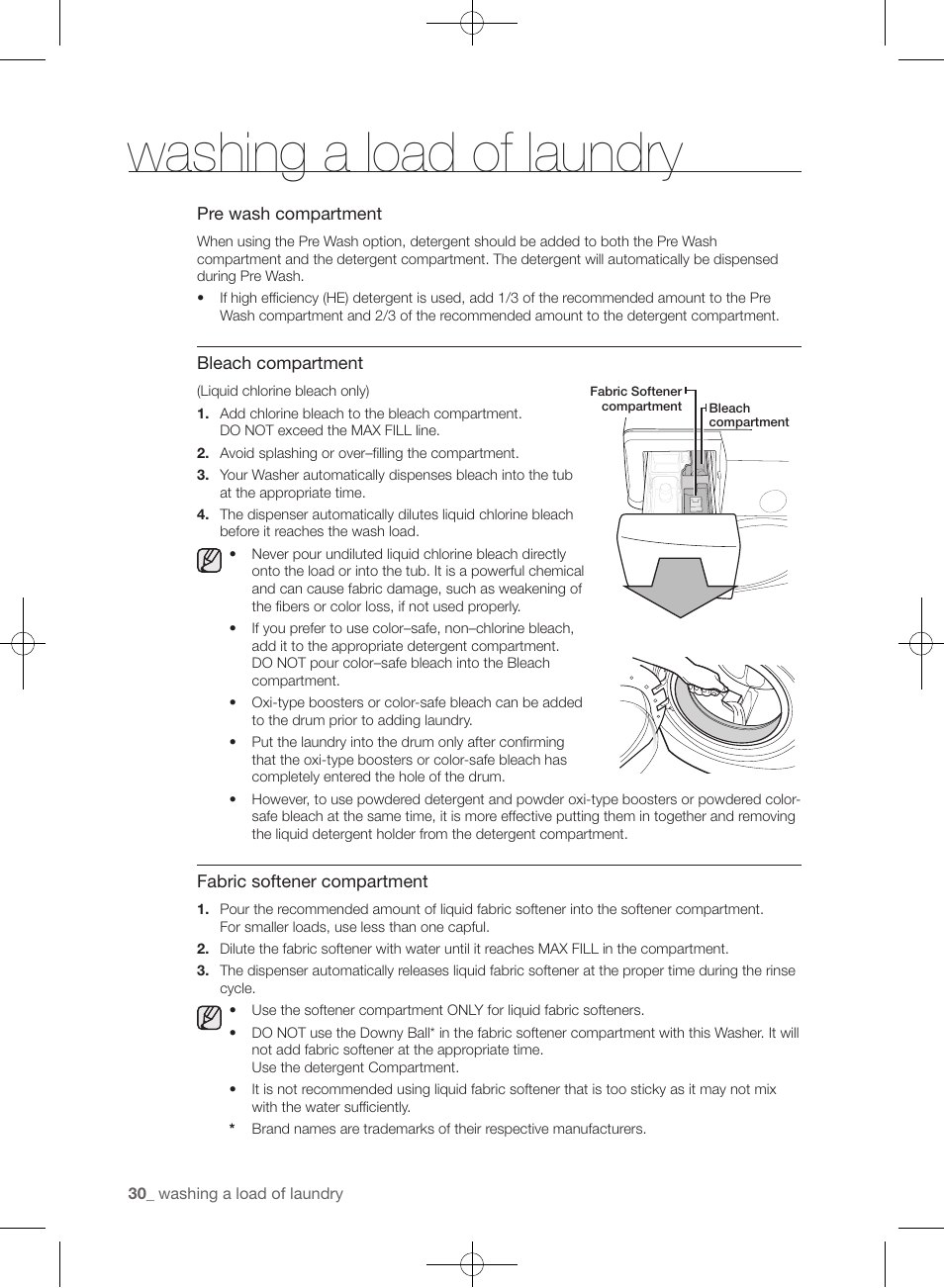 Washing a load of laundry | Samsung WF433BTGJWR-A2 User Manual | Page 30 / 144
