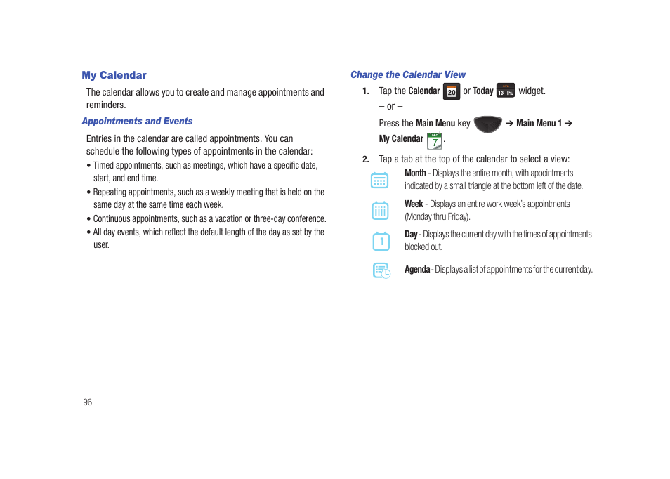 My calendar | Samsung SCH-I920DAAVZW User Manual | Page 101 / 177