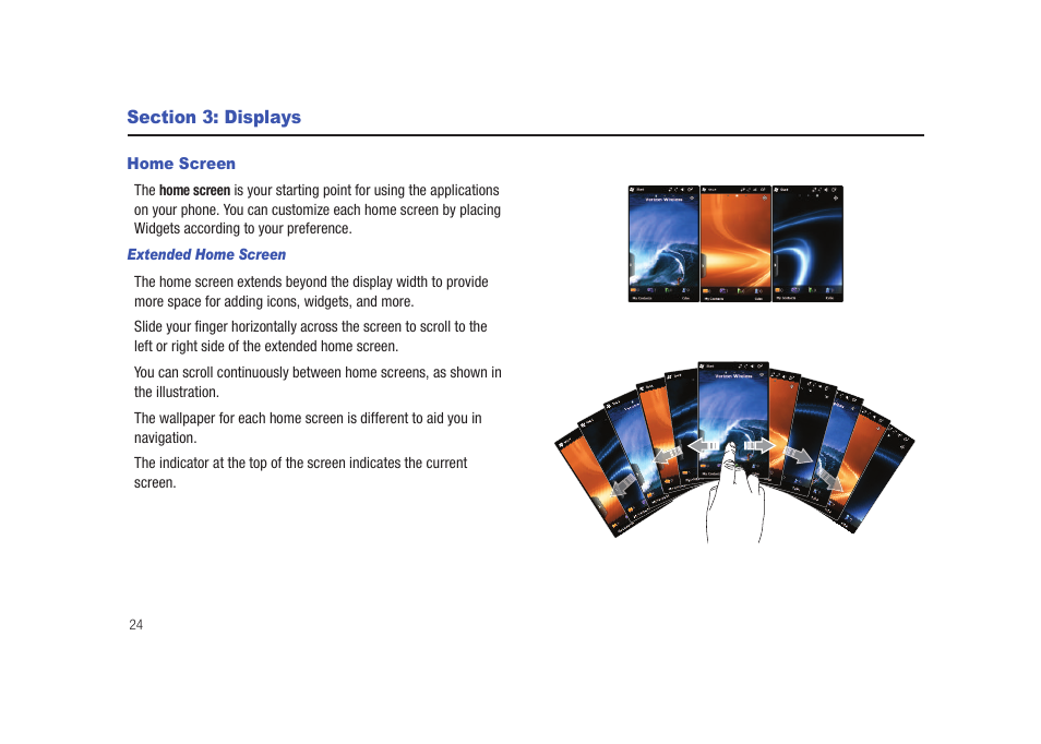 Section 3: displays, Home screen | Samsung SCH-I920DAAVZW User Manual | Page 29 / 177