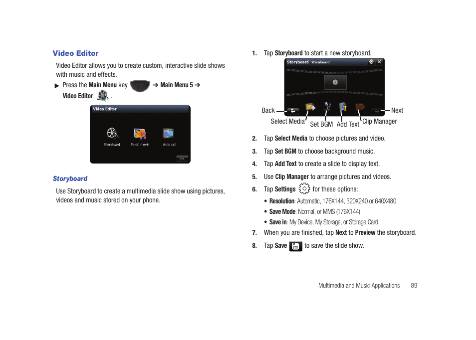 Video editor | Samsung SCH-I920DAAVZW User Manual | Page 94 / 177