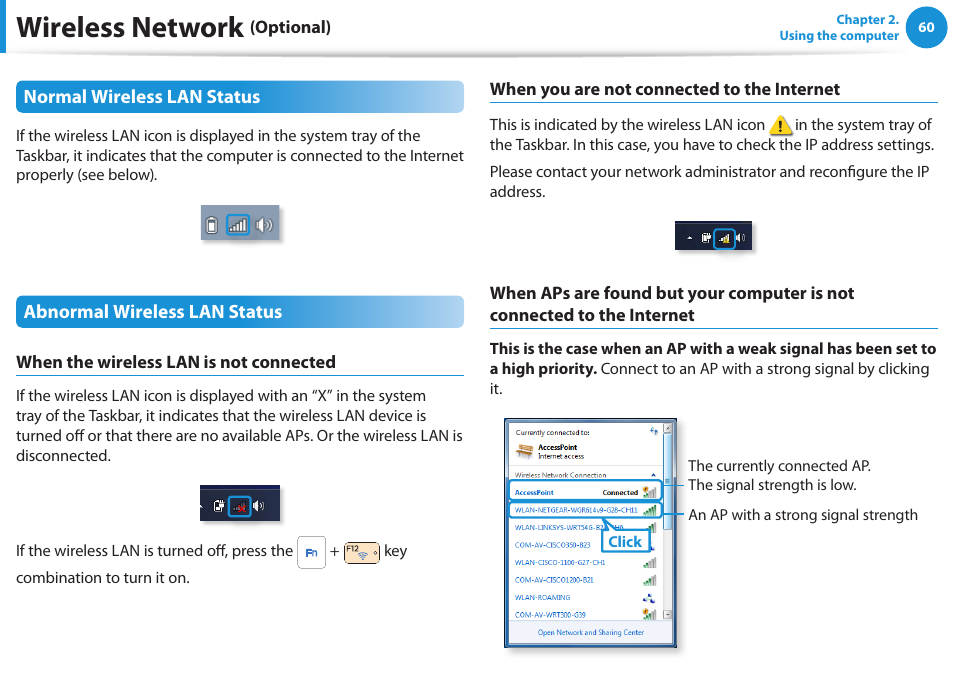 Wireless network | Samsung NP270E5E-K01US User Manual | Page 61 / 126