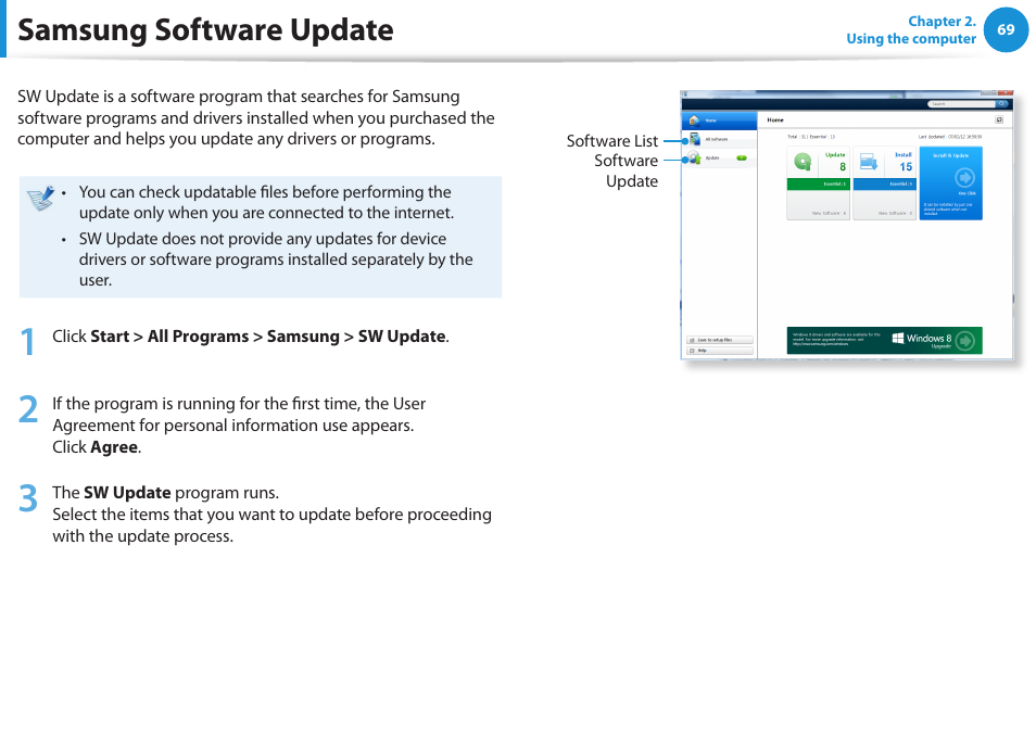 Samsung software update | Samsung NP270E5E-K01US User Manual | Page 70 / 126