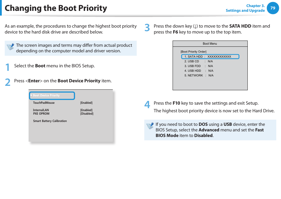 Changing the boot priority | Samsung NP270E5E-K01US User Manual | Page 80 / 126
