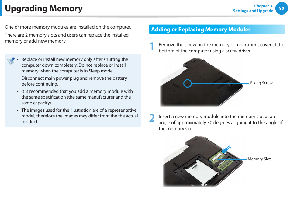 Upgrading memory | Samsung NP270E5E-K01US User Manual | Page 81 / 126