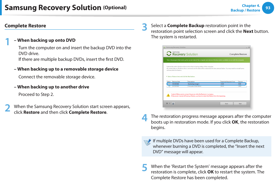 Samsung recovery solution | Samsung NP270E5E-K01US User Manual | Page 94 / 126