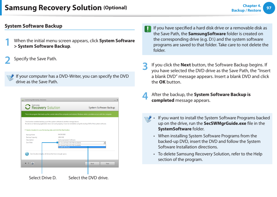 Samsung recovery solution | Samsung NP270E5E-K01US User Manual | Page 98 / 126