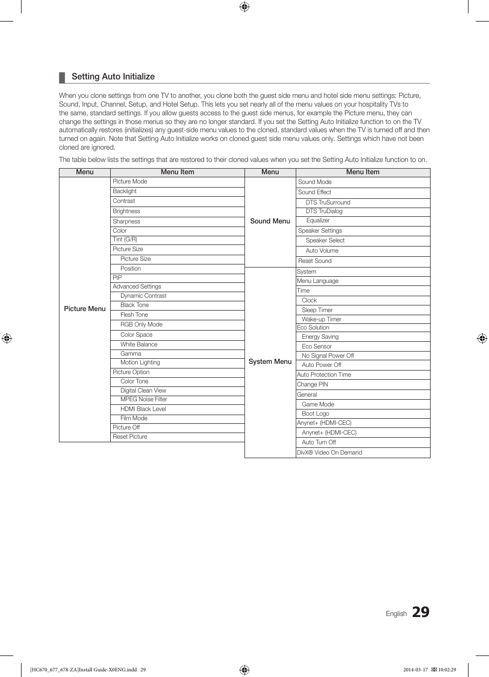 Setting auto initialize | Samsung HG28NC677AFXZA User Manual | Page 29 / 49