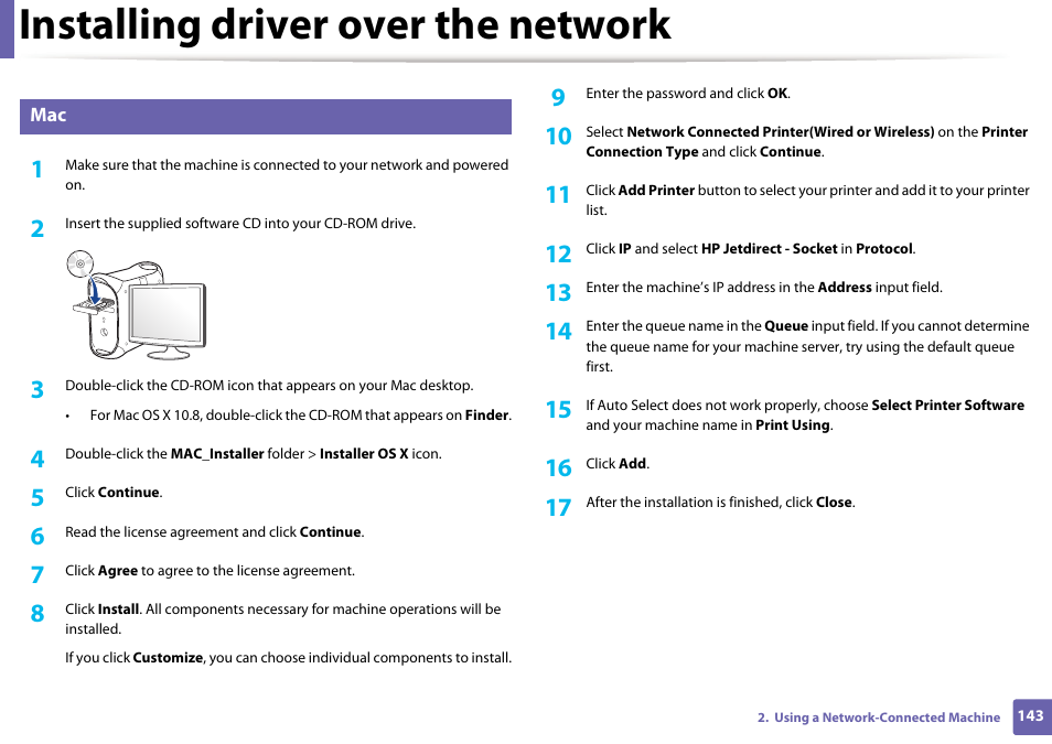 Installing driver over the network | Samsung SL-M2070W-XAA User Manual | Page 143 / 314