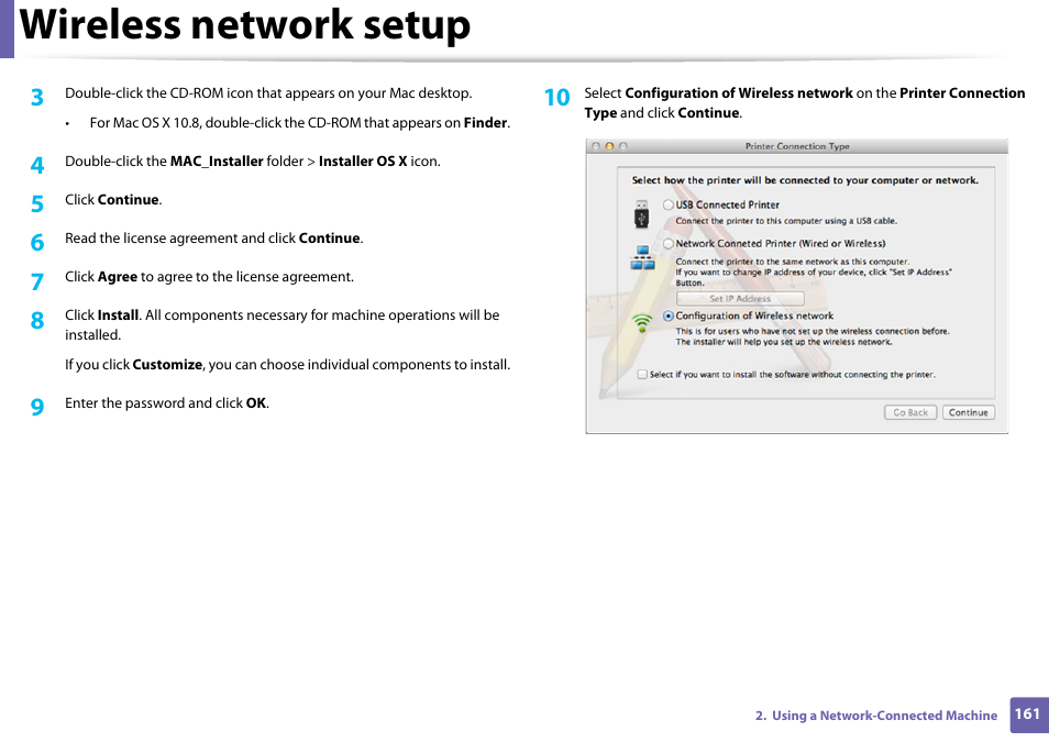 Wireless network setup | Samsung SL-M2070W-XAA User Manual | Page 161 / 314