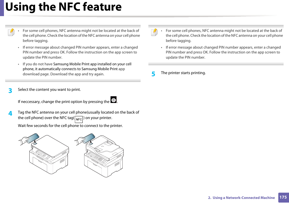 Using the nfc feature | Samsung SL-M2070W-XAA User Manual | Page 175 / 314