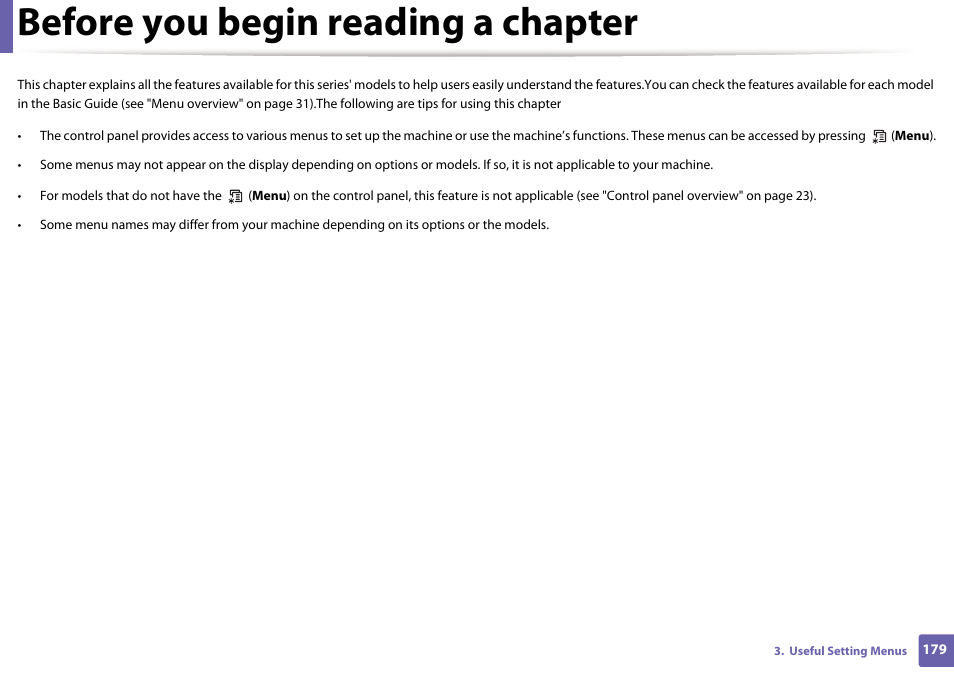 Before you begin reading a chapter | Samsung SL-M2070W-XAA User Manual | Page 179 / 314