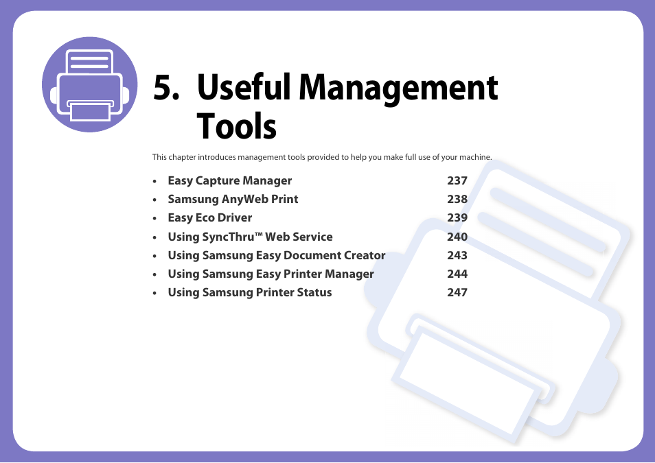Useful management tools | Samsung SL-M2070W-XAA User Manual | Page 236 / 314