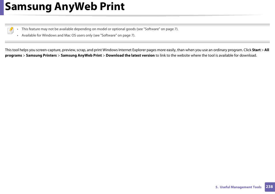 Samsung anyweb print | Samsung SL-M2070W-XAA User Manual | Page 238 / 314