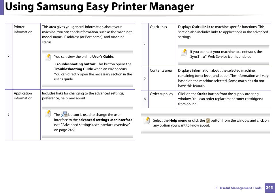 Using samsung easy printer manager | Samsung SL-M2070W-XAA User Manual | Page 245 / 314