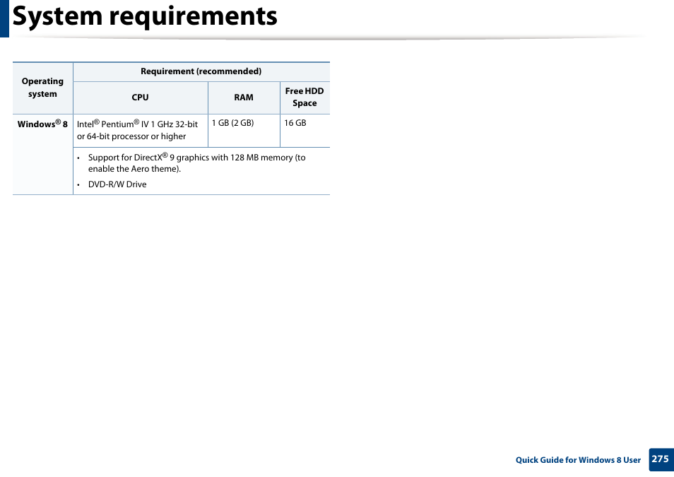 System requirements | Samsung SL-M2070W-XAA User Manual | Page 275 / 314