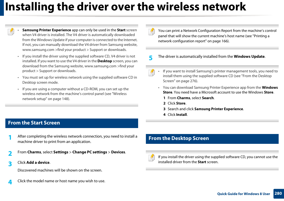 Installing the driver over the wireless network | Samsung SL-M2070W-XAA User Manual | Page 280 / 314