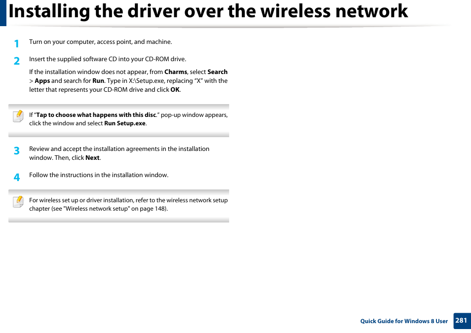 Installing the driver over the wireless network | Samsung SL-M2070W-XAA User Manual | Page 281 / 314