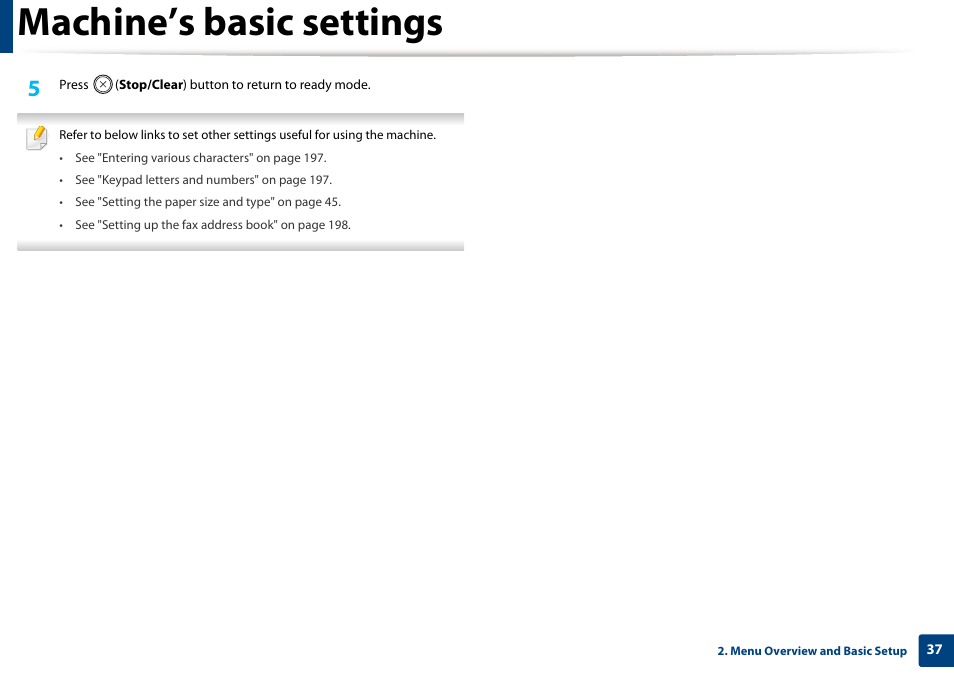 Machine’s basic settings | Samsung SL-M2070W-XAA User Manual | Page 37 / 314