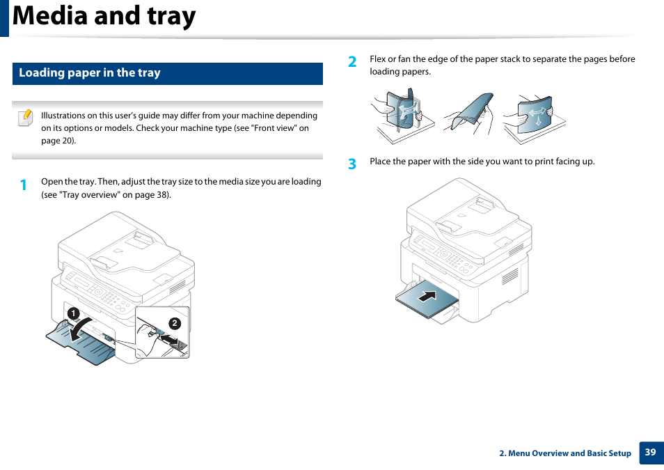 Media and tray | Samsung SL-M2070W-XAA User Manual | Page 39 / 314