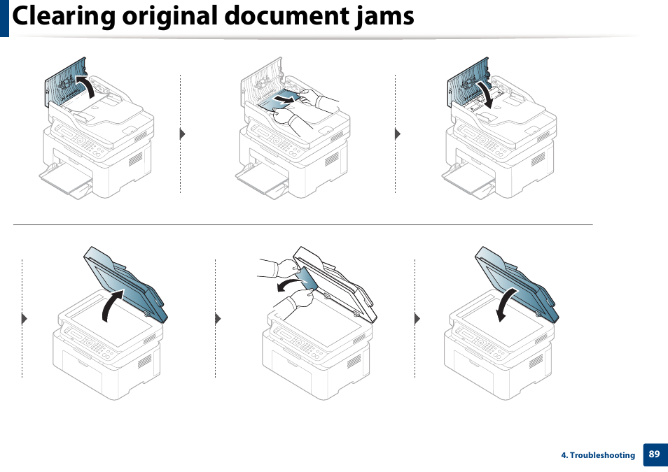 Clearing original document jams | Samsung SL-M2070W-XAA User Manual | Page 89 / 314