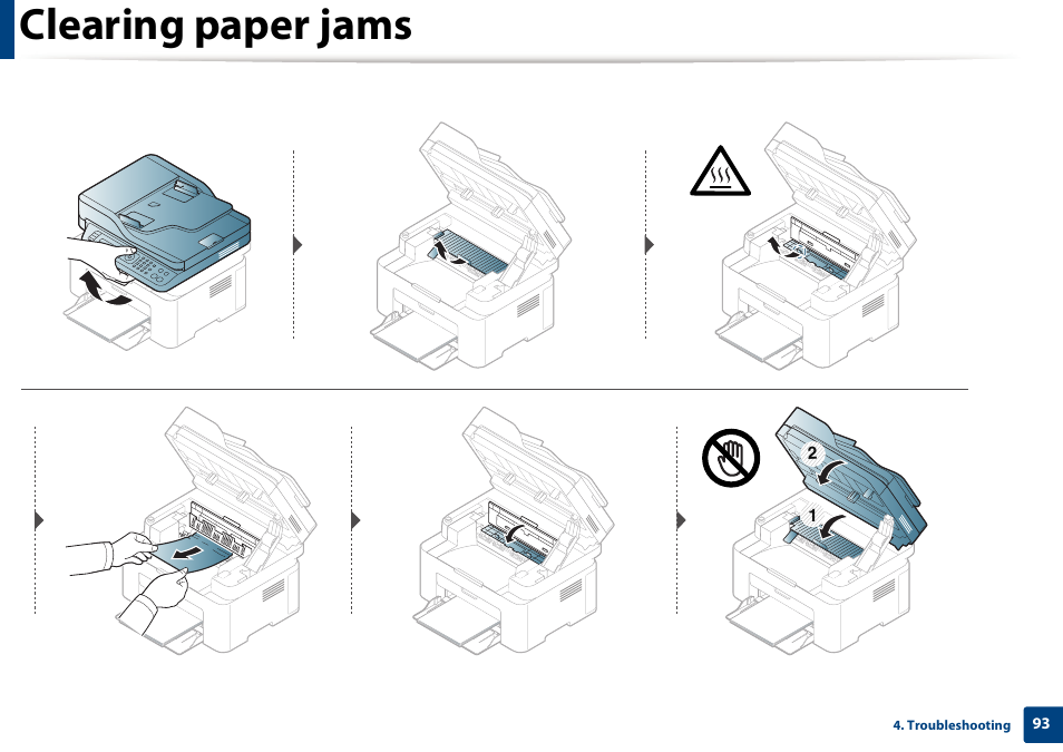 Clearing paper jams | Samsung SL-M2070W-XAA User Manual | Page 93 / 314