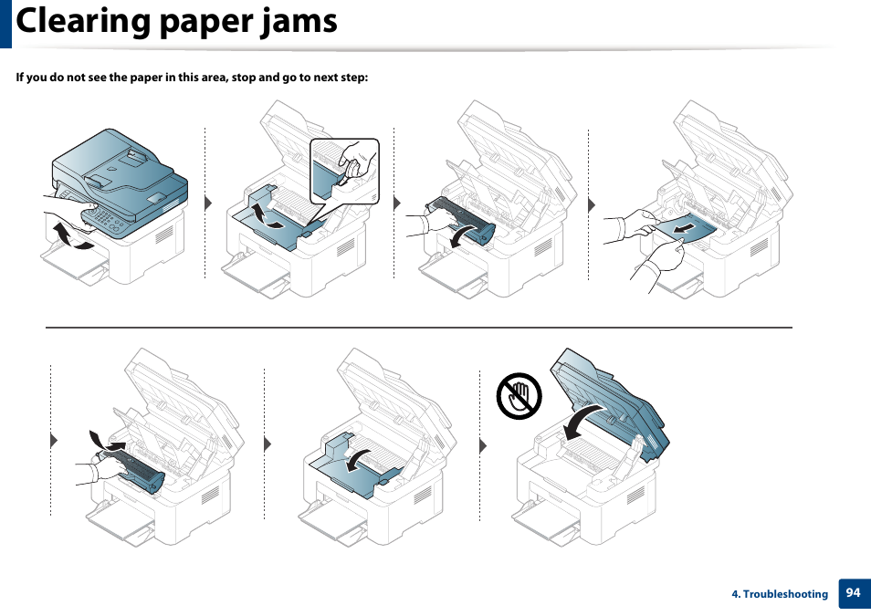 Clearing paper jams | Samsung SL-M2070W-XAA User Manual | Page 94 / 314