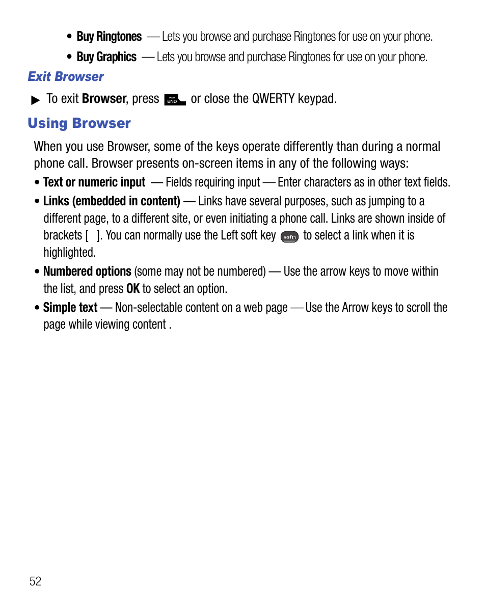 Using browser | Samsung SCH-R451ZKGNTT User Manual | Page 56 / 66