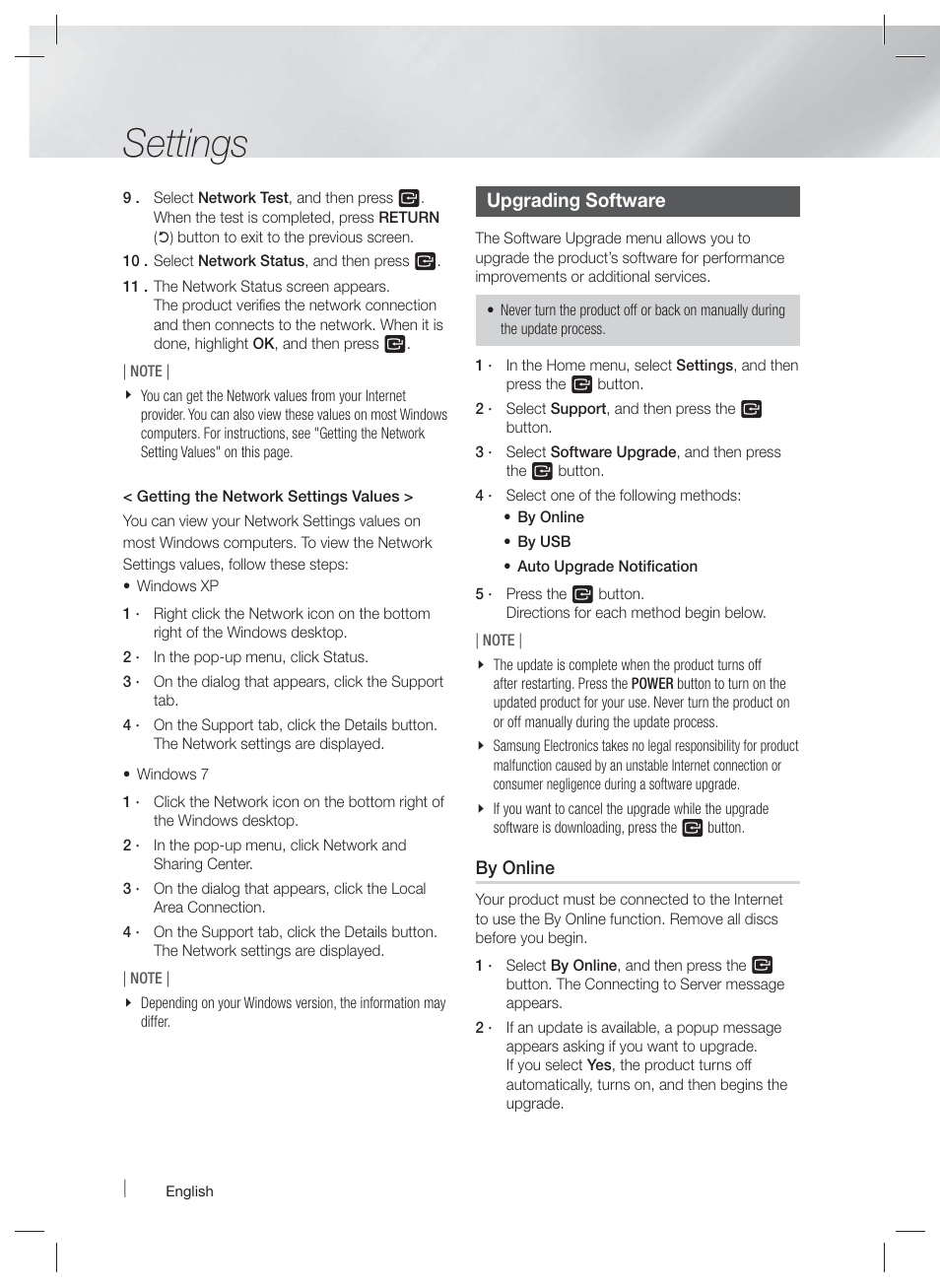 Settings | Samsung HT-EM35-ZA User Manual | Page 26 / 47