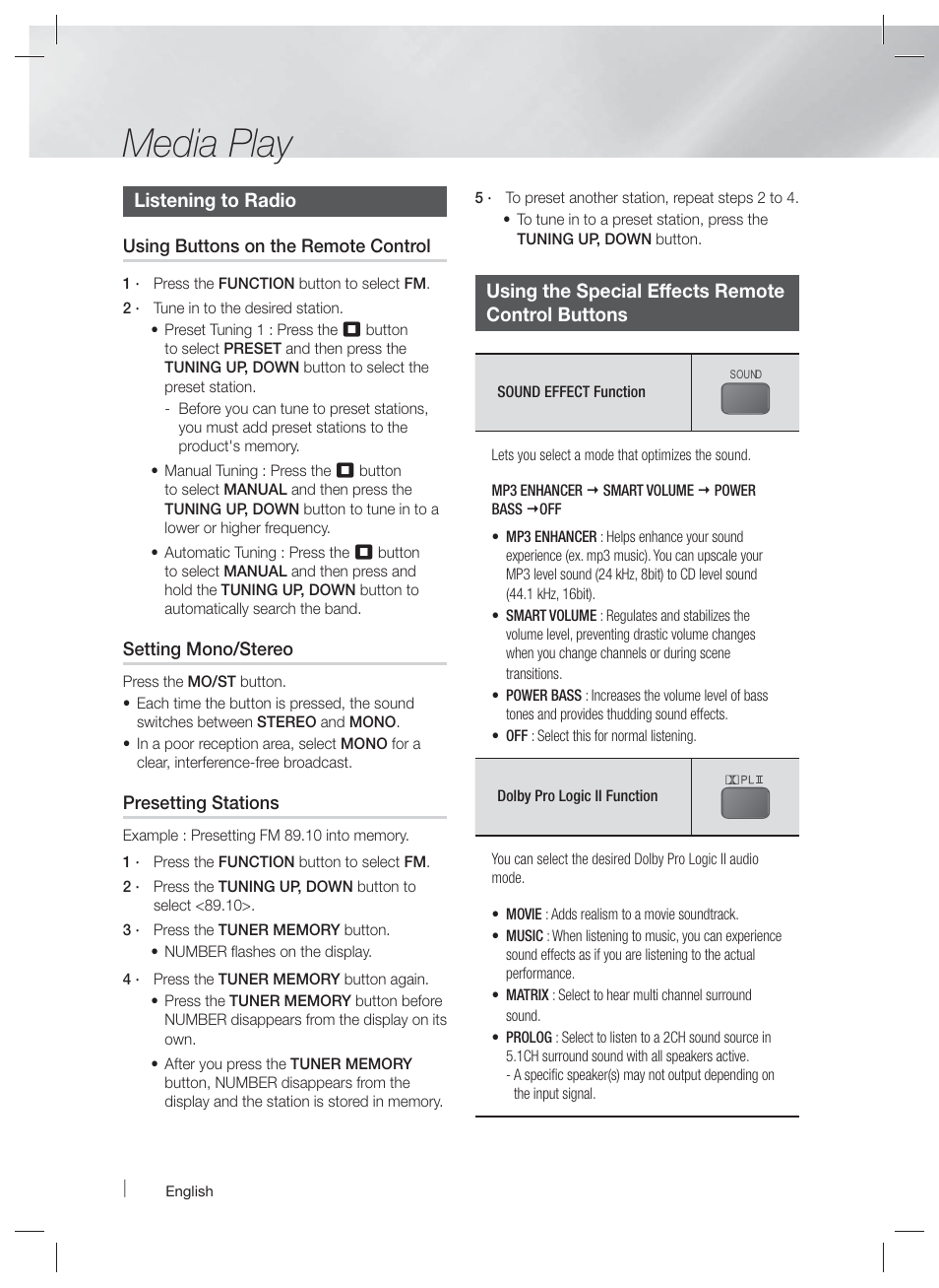 Media play | Samsung HT-EM35-ZA User Manual | Page 34 / 47