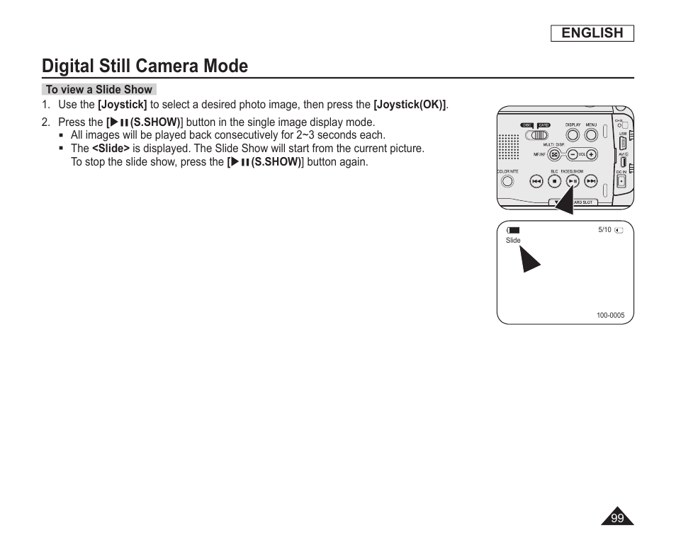 Digital still camera mode | Samsung SC-DC163-XAP User Manual | Page 103 / 136