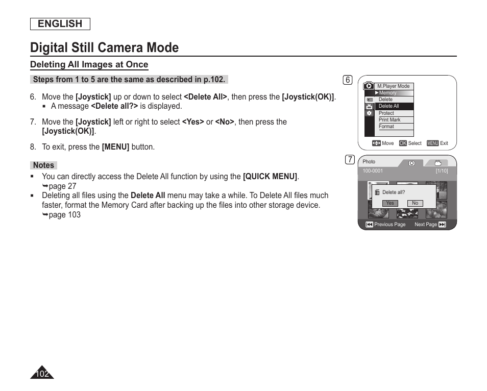 Digital still camera mode, English | Samsung SC-DC163-XAP User Manual | Page 106 / 136