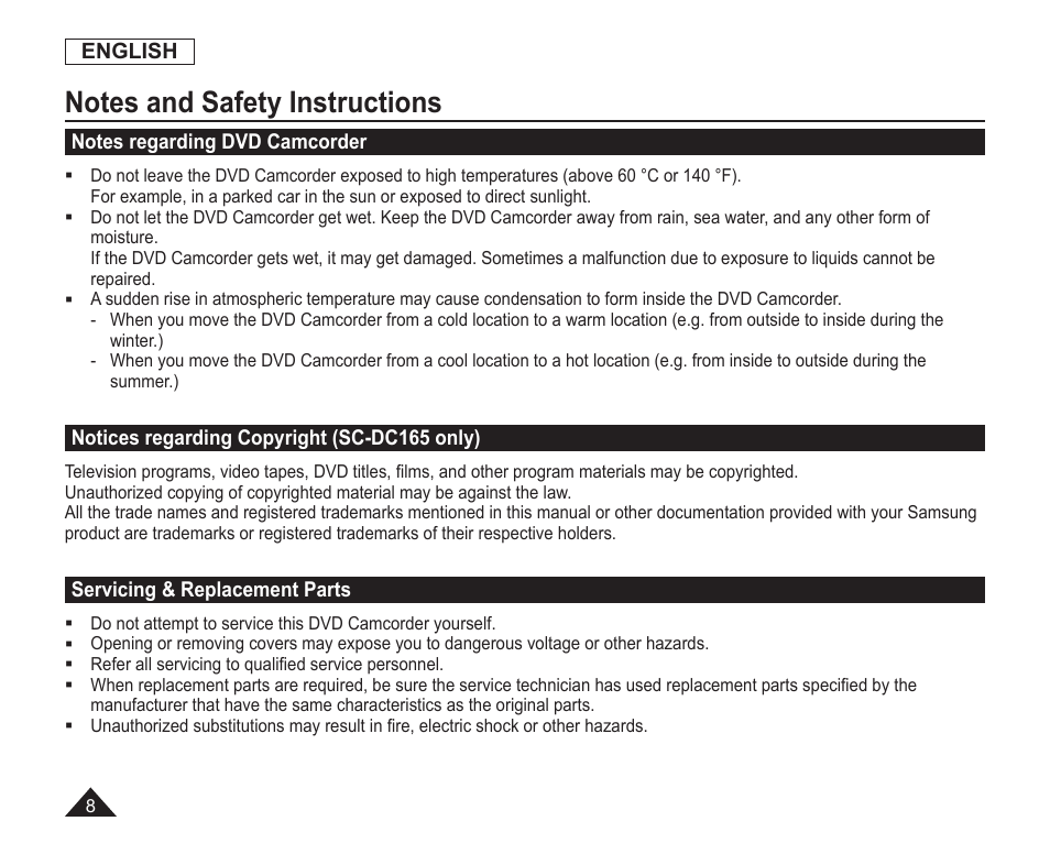 Samsung SC-DC163-XAP User Manual | Page 12 / 136