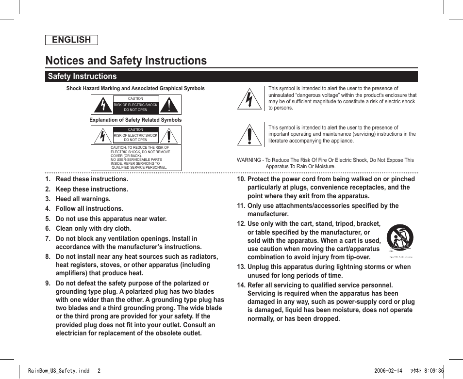 Notes and safety instructions, Notices and safety instructions, Safety instructions english | Samsung SC-DC163-XAP User Manual | Page 2 / 136