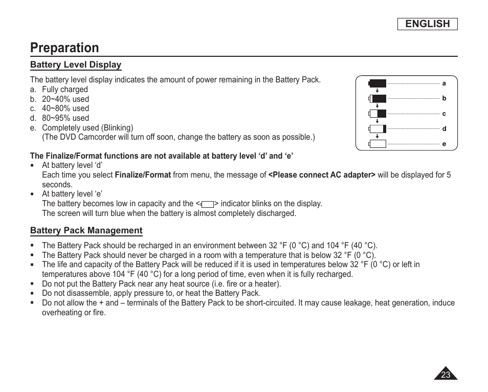 Preparation | Samsung SC-DC163-XAP User Manual | Page 27 / 136