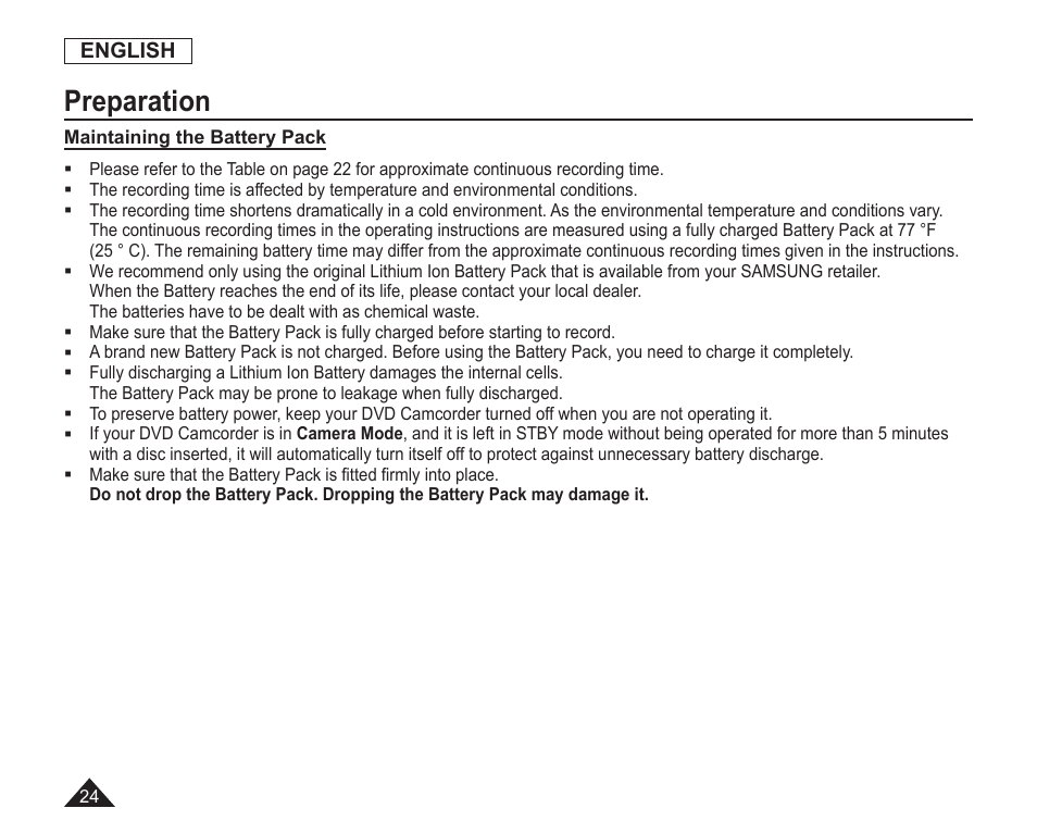 Preparation | Samsung SC-DC163-XAP User Manual | Page 28 / 136