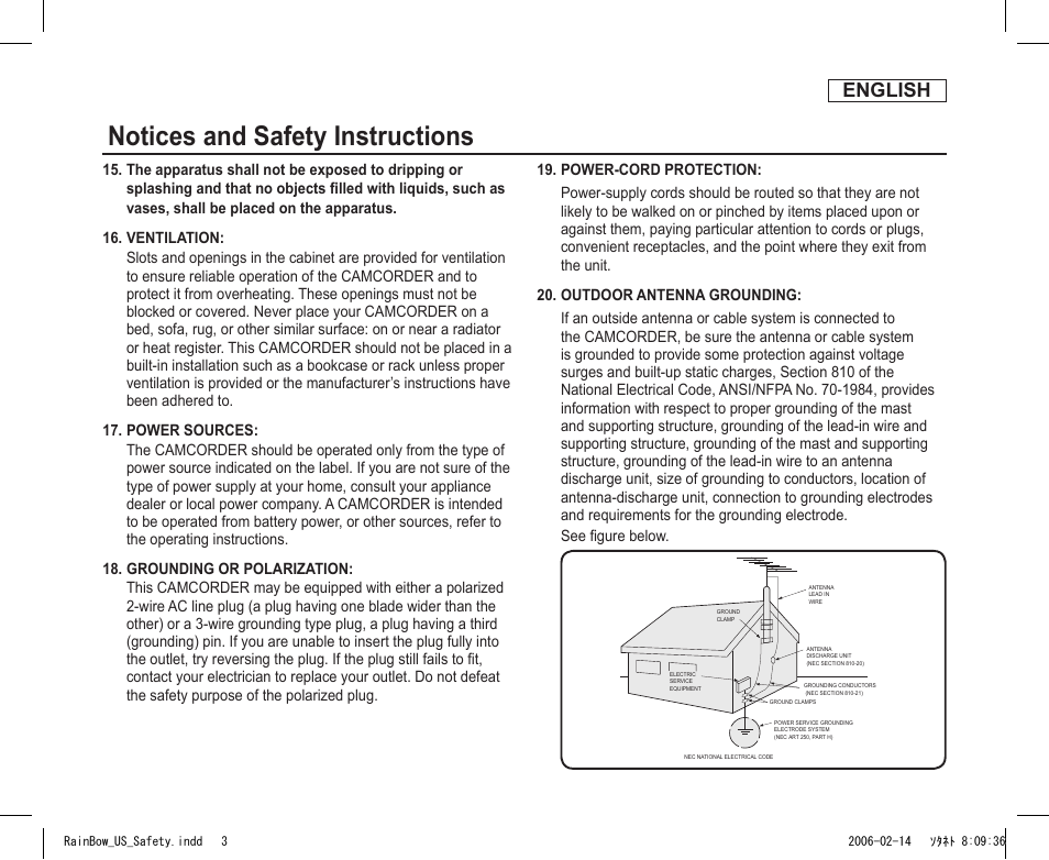 Notices and safety instructions, English | Samsung SC-DC163-XAP User Manual | Page 3 / 136