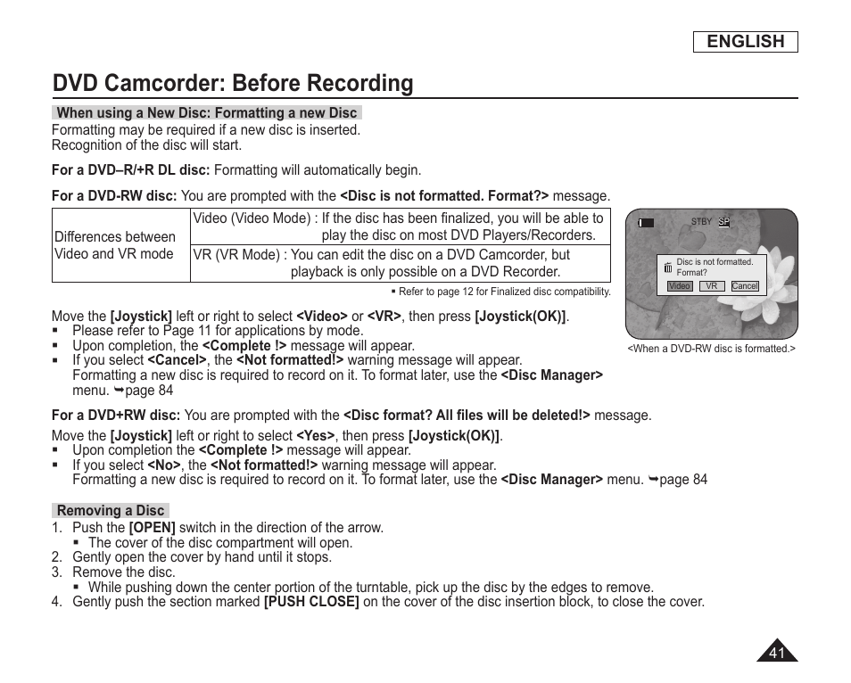 Dvd camcorder: before recording, English | Samsung SC-DC163-XAP User Manual | Page 45 / 136