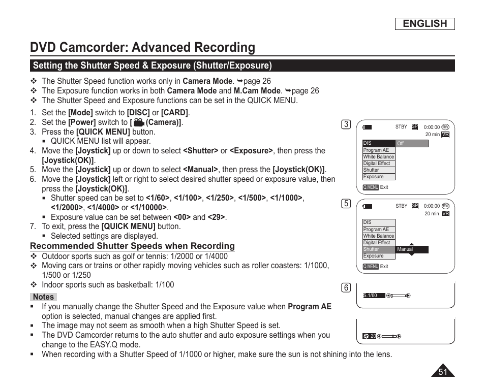 Dvd camcorder: advanced recording, English | Samsung SC-DC163-XAP User Manual | Page 55 / 136