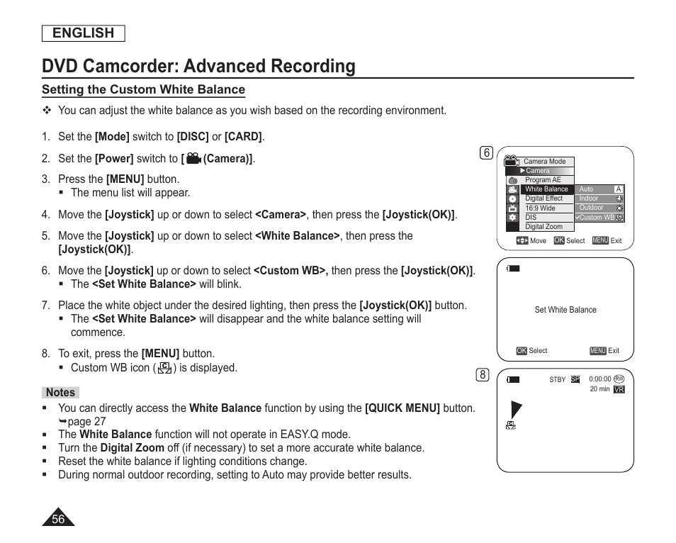 Dvd camcorder: advanced recording, English | Samsung SC-DC163-XAP User Manual | Page 60 / 136