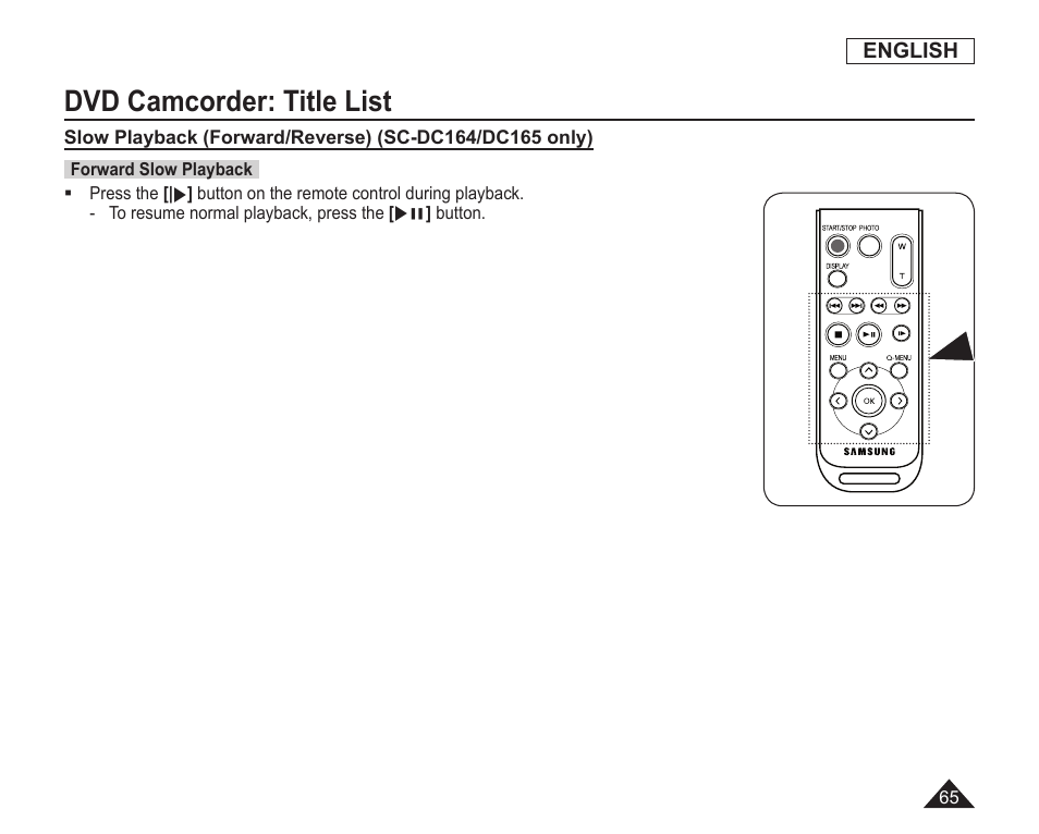 Dvd camcorder: title list | Samsung SC-DC163-XAP User Manual | Page 69 / 136