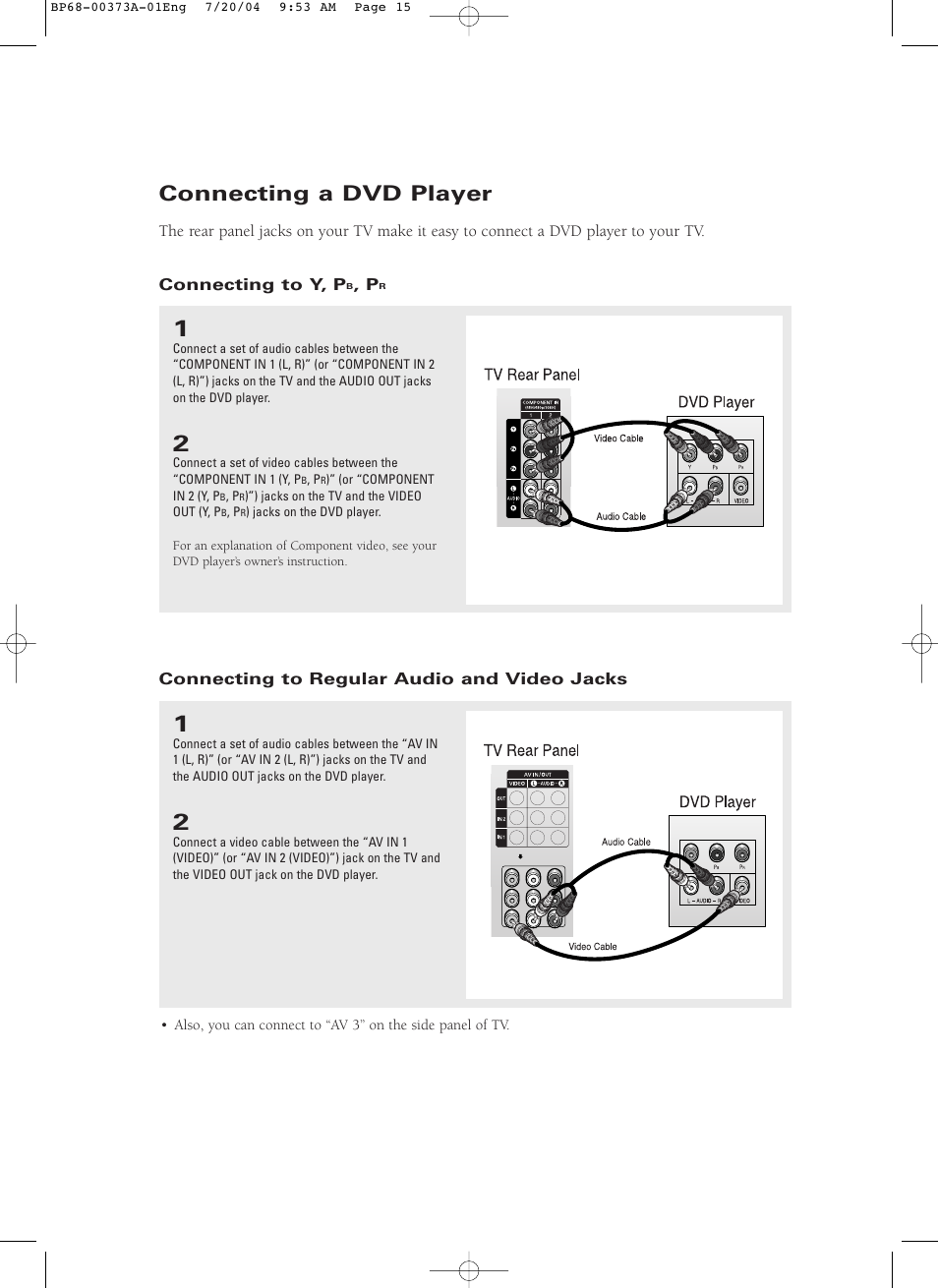 Connecting a dvd player | Samsung HCP4741WSC-XAA User Manual | Page 3 / 5