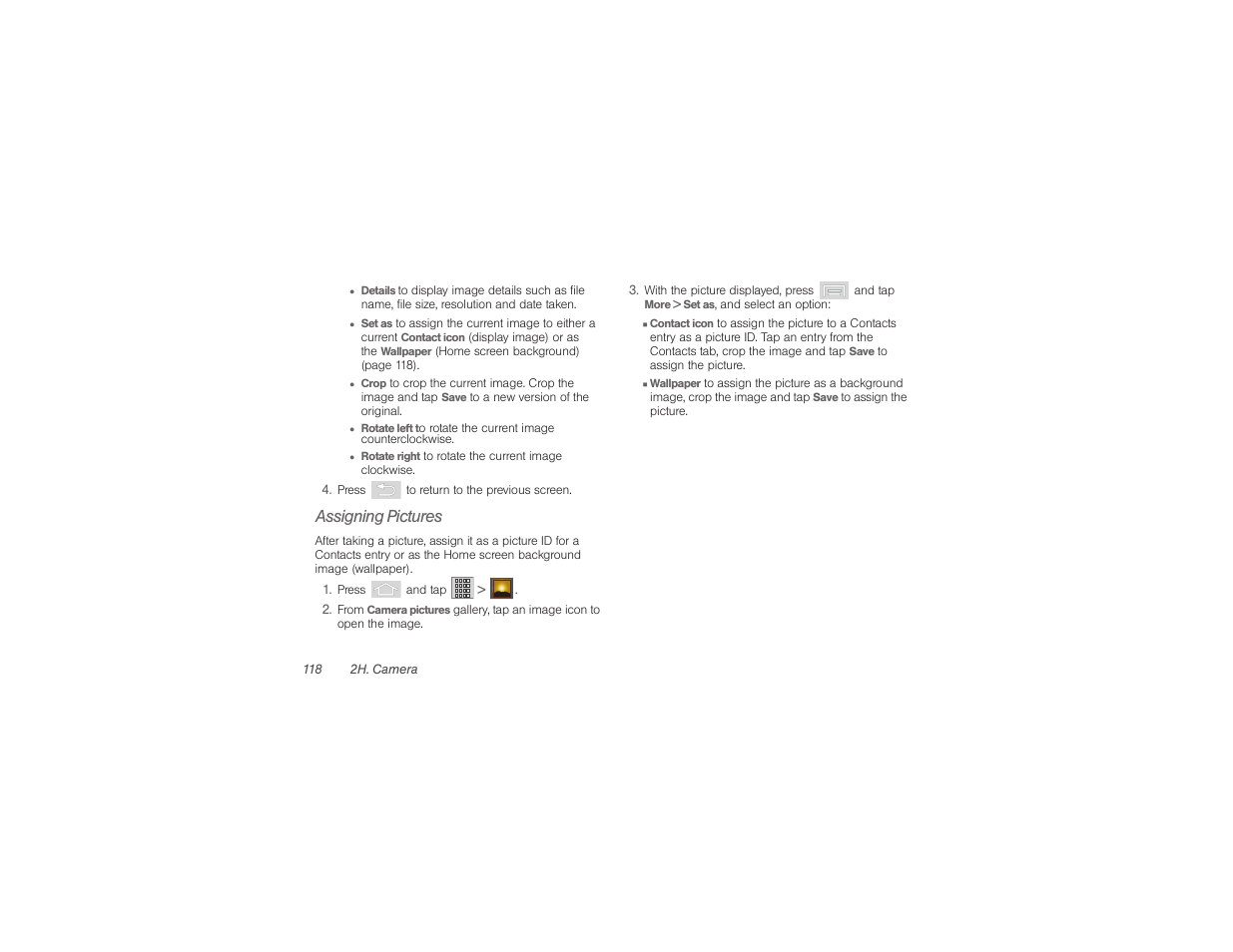 Assigning pictures | Samsung SPH-M580ZKASPR User Manual | Page 132 / 230